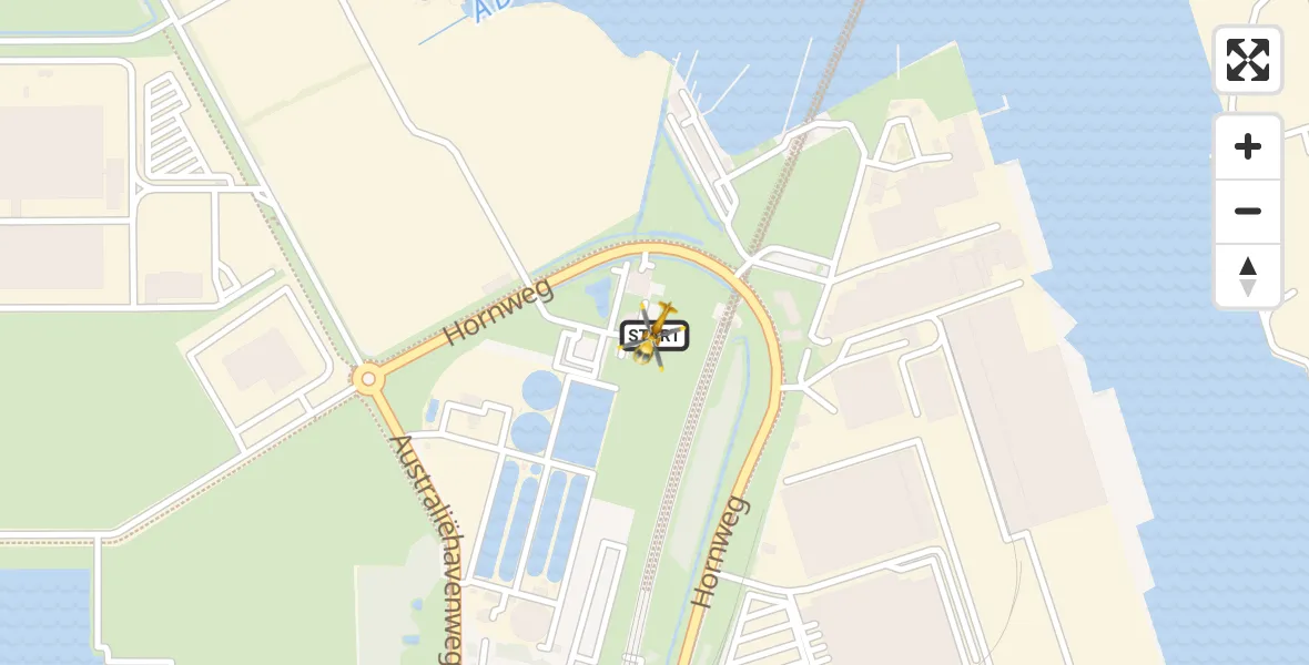 Vluchtroute Traumahelikopter van Amsterdam Heliport naar Amsterdam Heliport