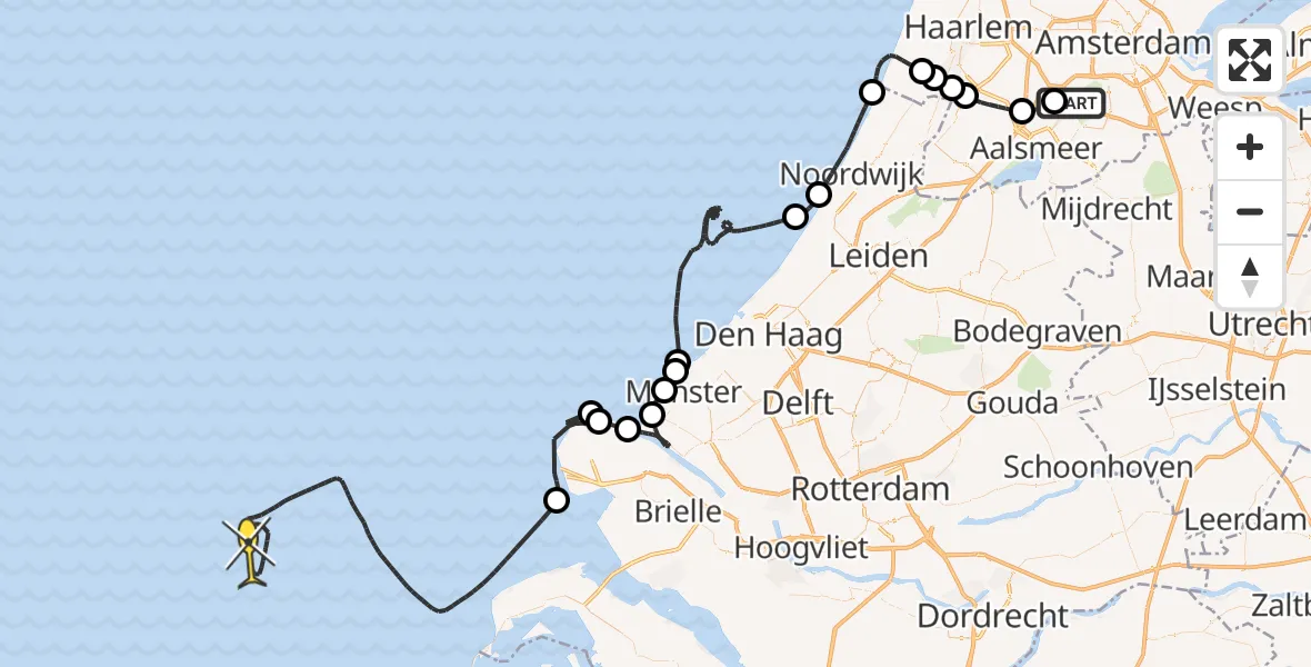 Routekaart van de vlucht: Politieheli naar Loevesteinse Randweg