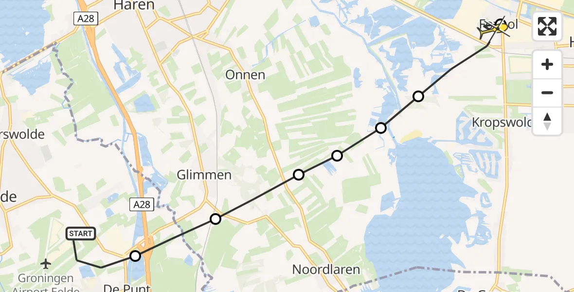 Routekaart van de vlucht: Lifeliner 4 naar Foxhol, Duinstraat