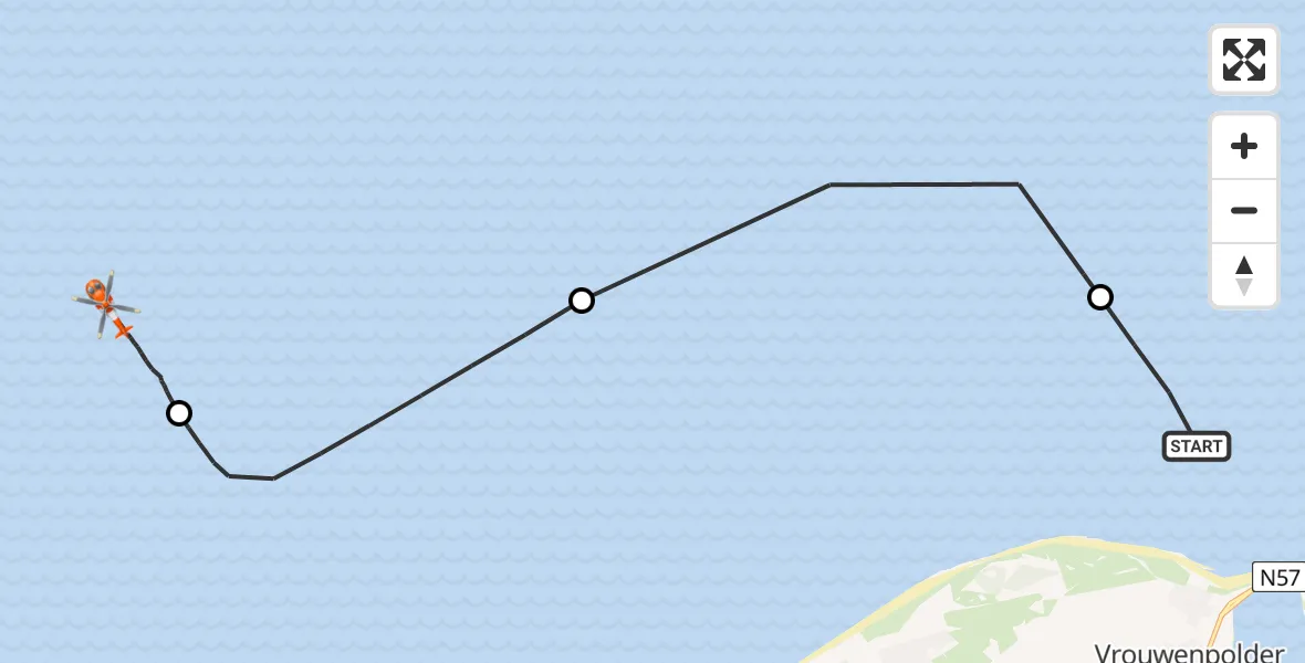 Vluchtroute Kustwachthelikopter Vrouwenpolder - , 30 januari 2025, 10:09