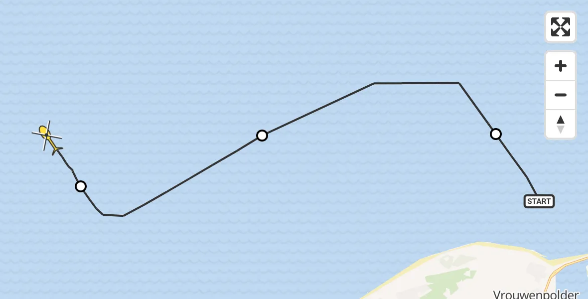 Routekaart van de vlucht: Kustwachthelikopter naar 