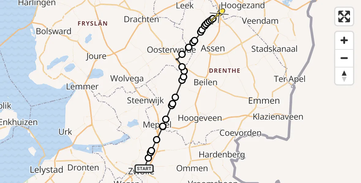 Routekaart van de vlucht: Lifeliner 4 naar Groningen Airport Eelde, Haersterveerweg