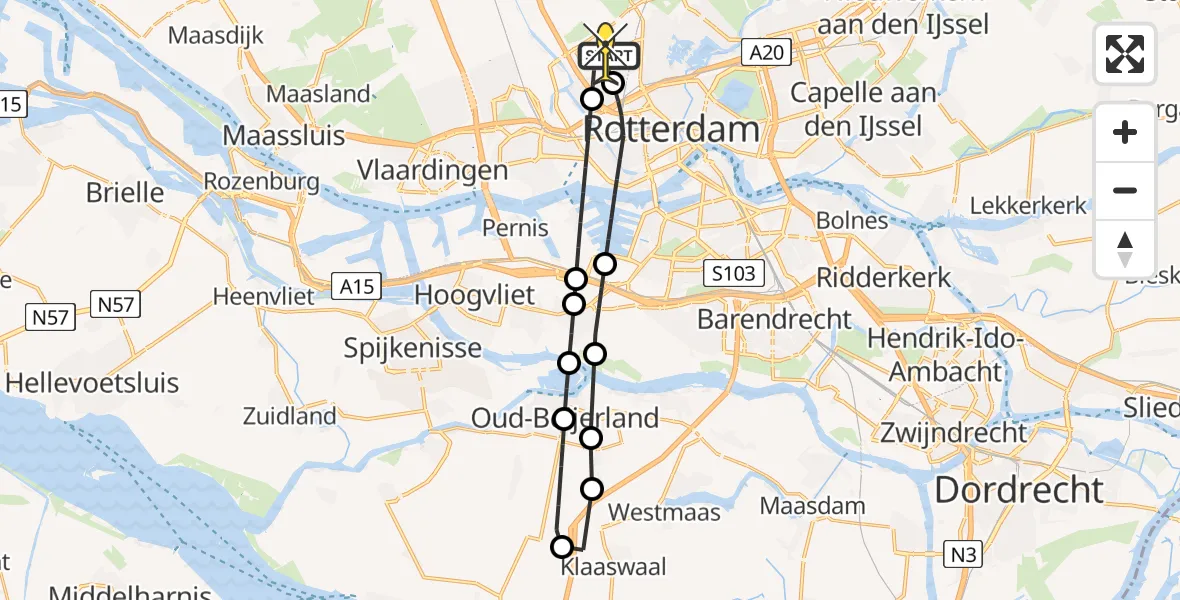 Routekaart van de vlucht: Lifeliner 2 naar Rotterdam The Hague Airport, Piet Cottaarstraat