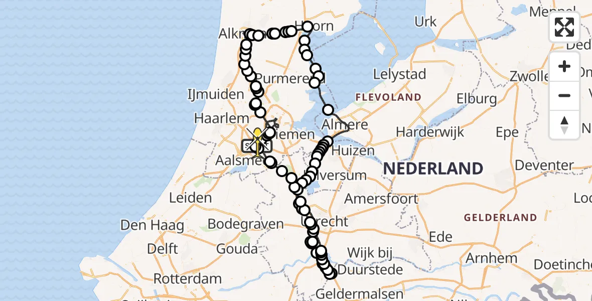 Routekaart van de vlucht: Politieheli naar Schiphol, Halim P.K. straat