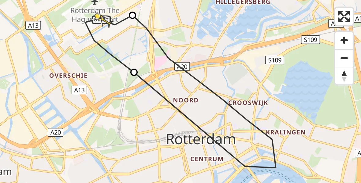 Routekaart van de vlucht: Lifeliner 2 naar Rotterdam The Hague Airport, Beekweg