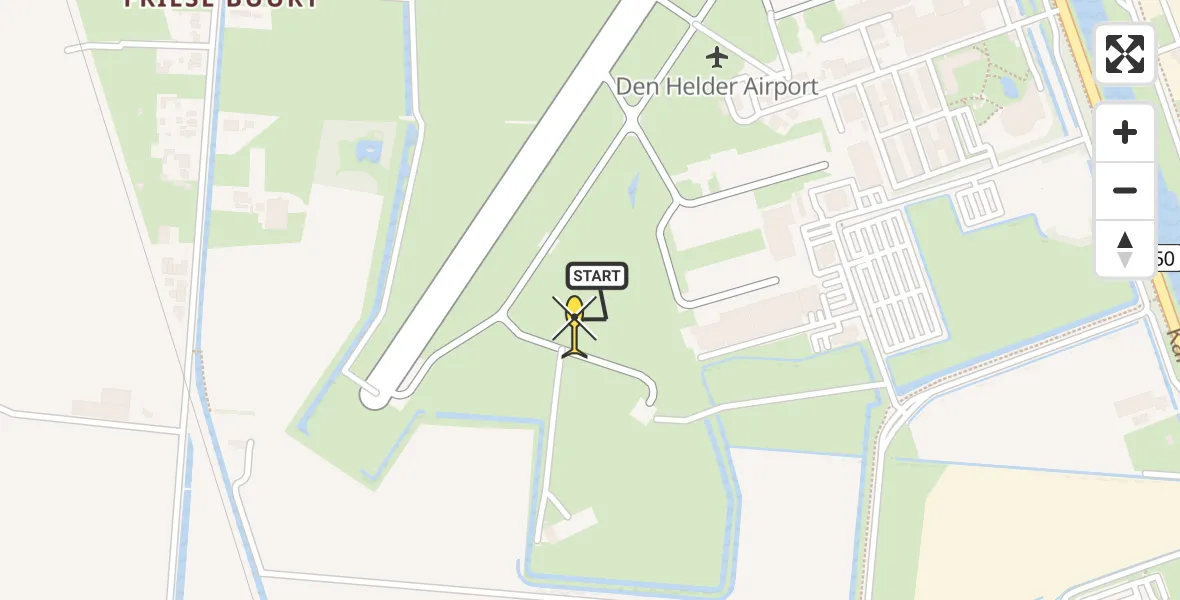 Vluchtroute Kustwachthelikopter van Vliegveld De Kooy naar Vliegveld De Kooy