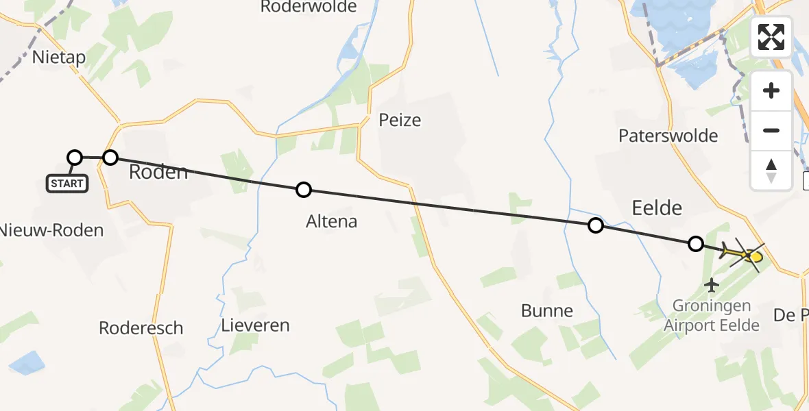 Routekaart van de vlucht: Lifeliner 4 naar Groningen Airport Eelde, Achterstekamp