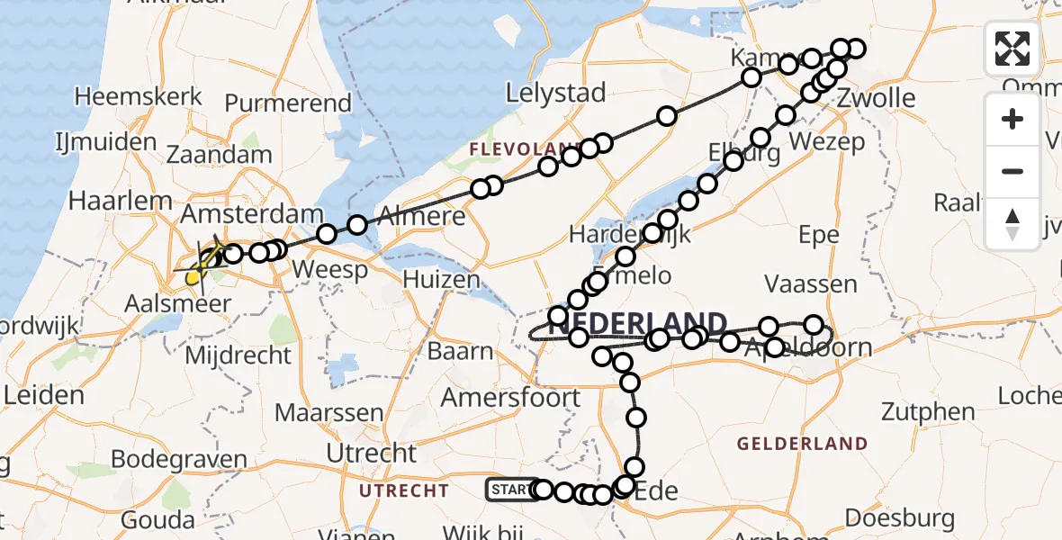 Routekaart van de vlucht: Politieheli naar Schiphol, Parallelweg