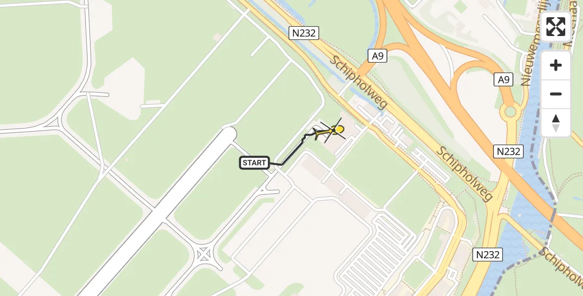 Vluchtroute Politiehelikopter van Schiphol naar Schiphol