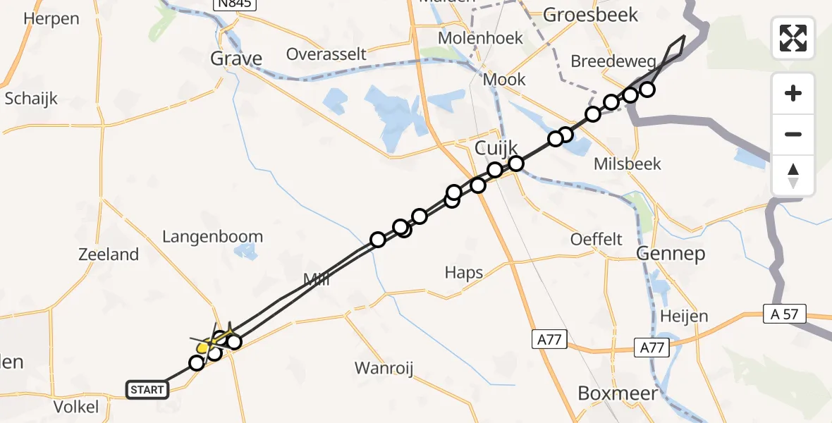 Routekaart van de vlucht: Lifeliner 3 naar Odiliapeel, Zeelandsedijk