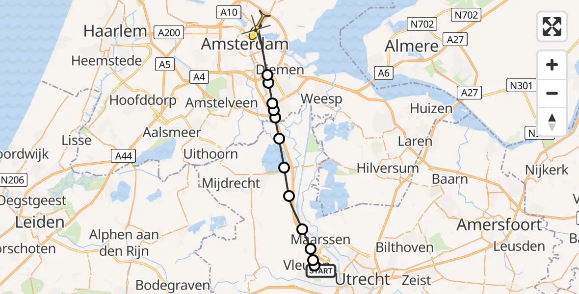 Routekaart van de vlucht: Lifeliner 1 naar Amsterdam, Edmund Nicklaan