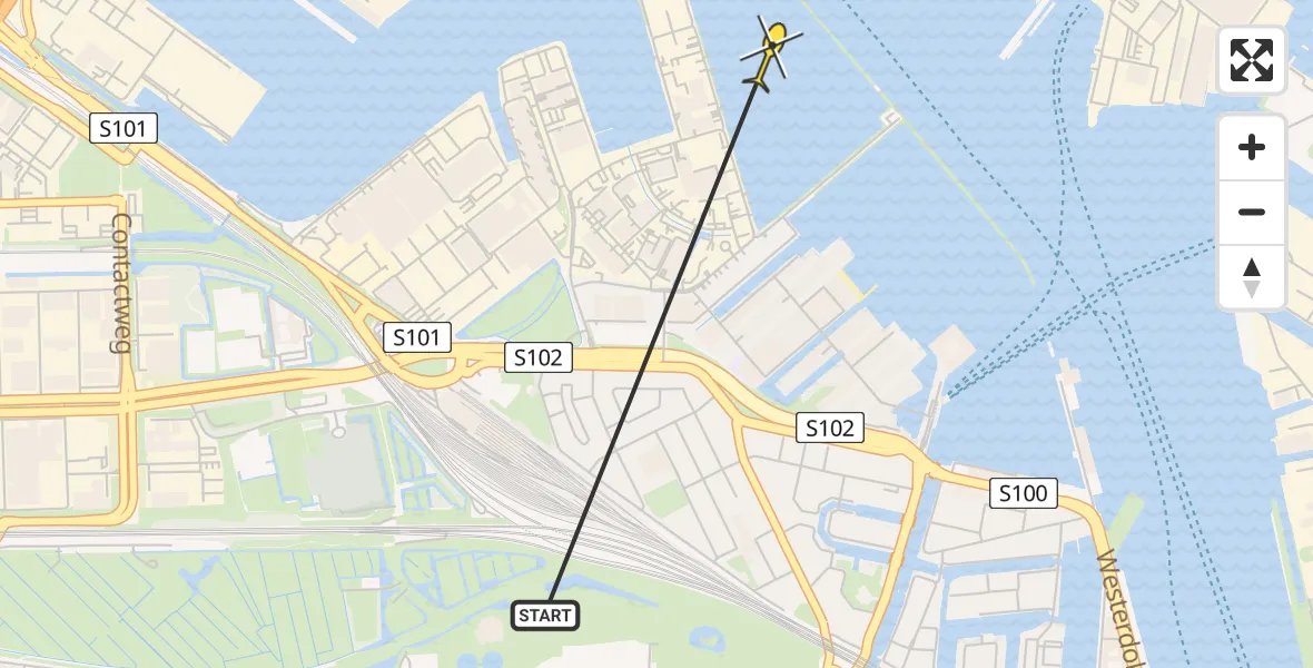 Vluchtroute Politiehelikopter van Amsterdam naar Amsterdam