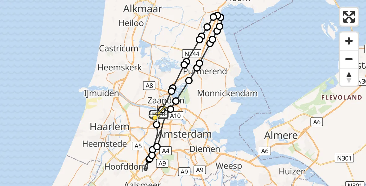 Routekaart van de vlucht: Lifeliner 1 naar Amsterdam Heliport, Haarlemmerweg