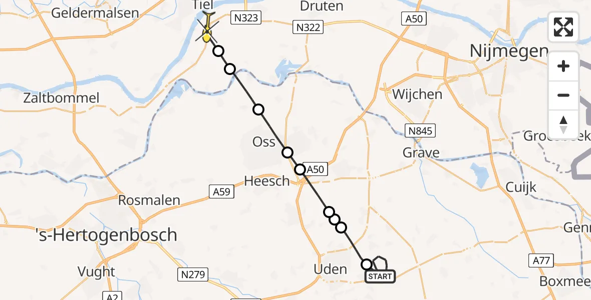 Routekaart van de vlucht: Lifeliner 3 naar Dreumel, Houtvennen