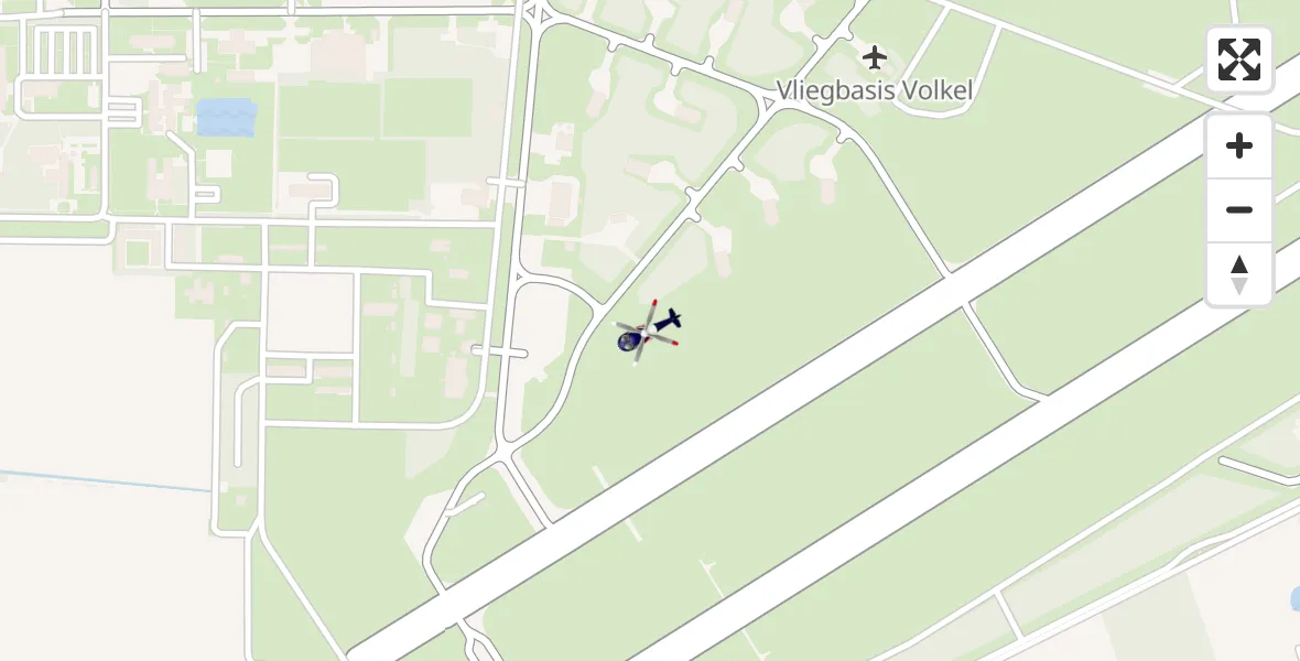 Vluchtroute Politiehelikopter van Vliegbasis Volkel naar Vliegbasis Volkel