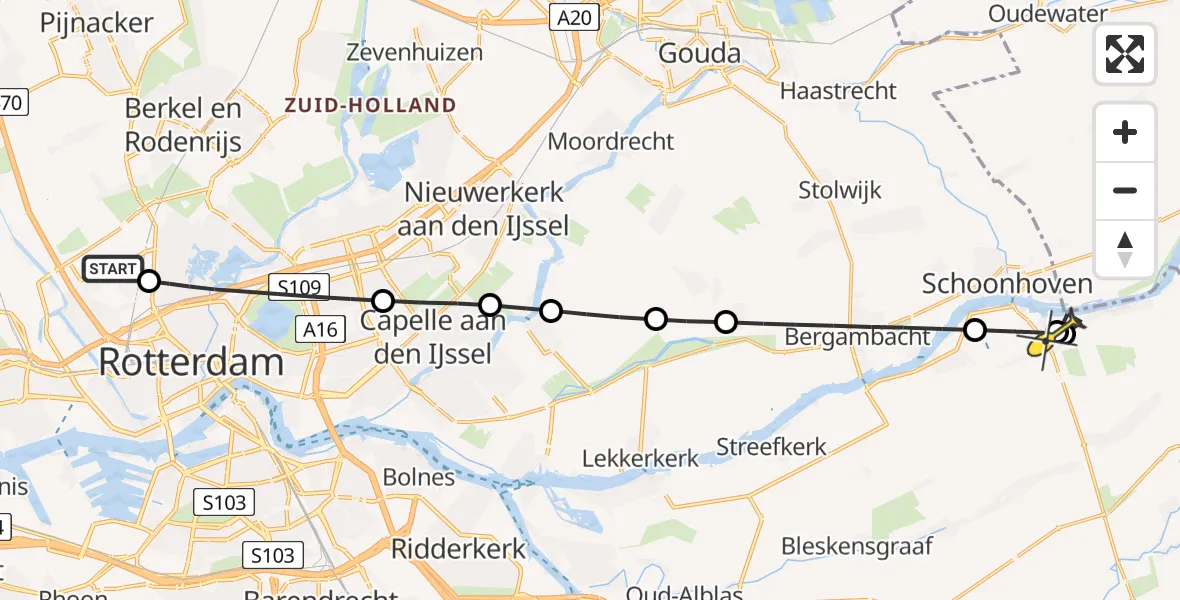 Routekaart van de vlucht: Lifeliner 2 naar Nieuwpoort, Copernicuslaan