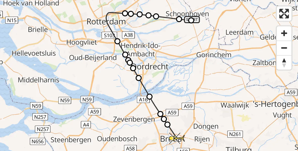 Routekaart van de vlucht: Lifeliner 2 naar Breda, Wilgenweg