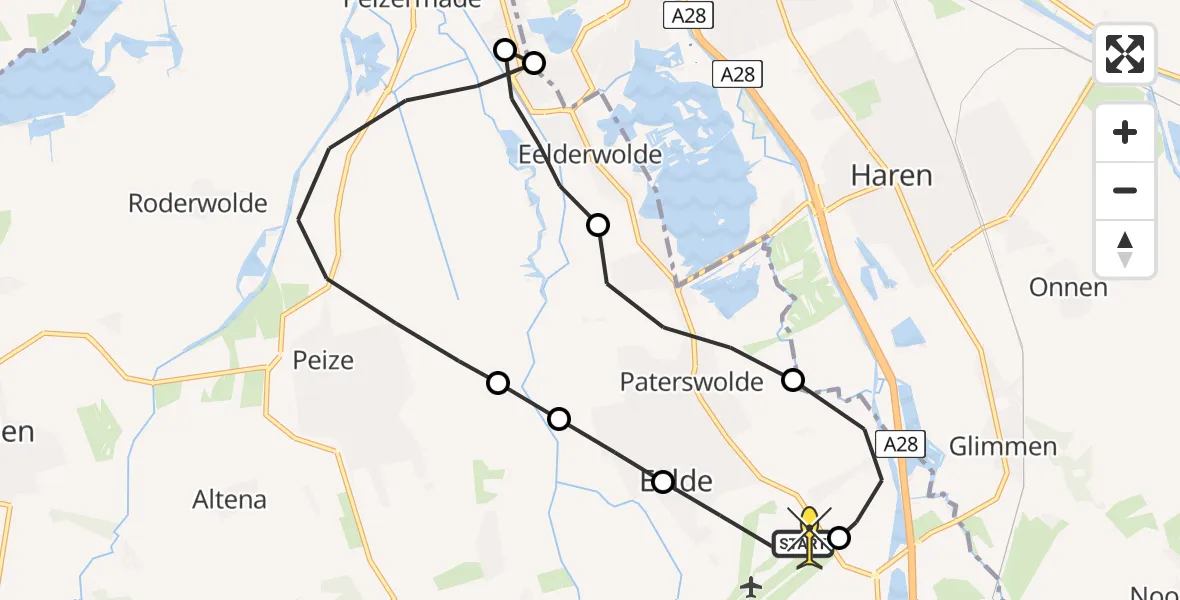 Routekaart van de vlucht: Lifeliner 4 naar Groningen Airport Eelde, Eskampenweg