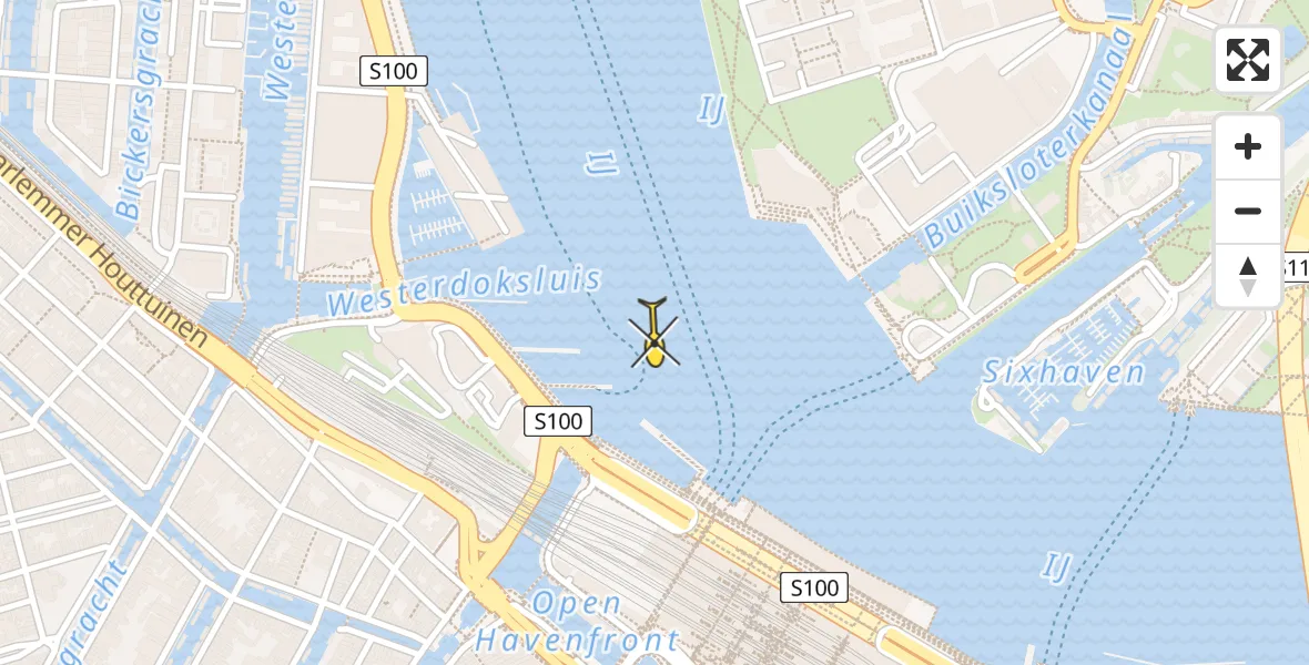 Vluchtroute Politiehelikopter van Amsterdam naar Amsterdam