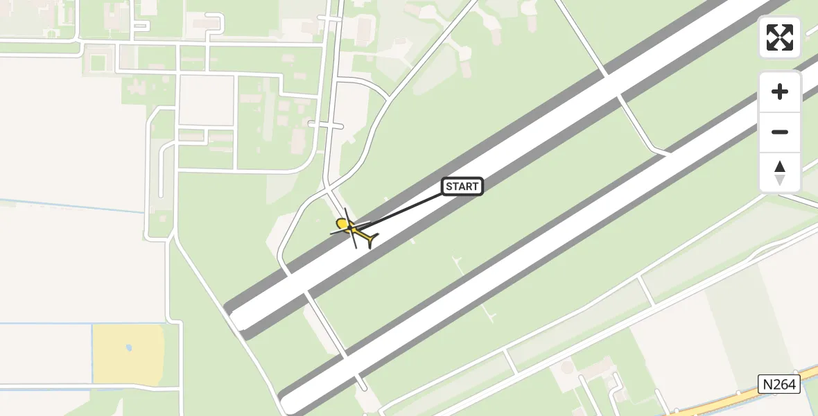 Routekaart van de vlucht: Politieheli naar Vliegbasis Volkel, Zeelandsedijk