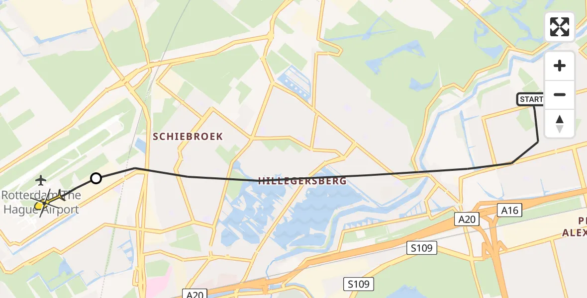 Routekaart van de vlucht: Lifeliner 2 naar Rotterdam The Hague Airport, Boterbloem