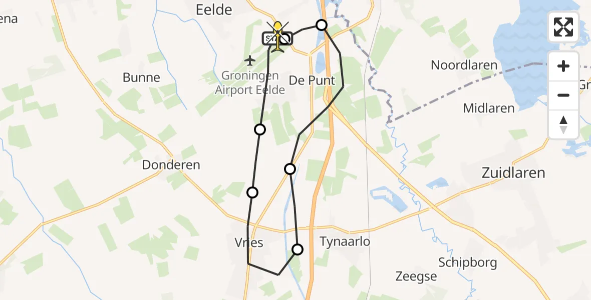 Routekaart van de vlucht: Lifeliner 4 naar Groningen Airport Eelde, Vissersweg