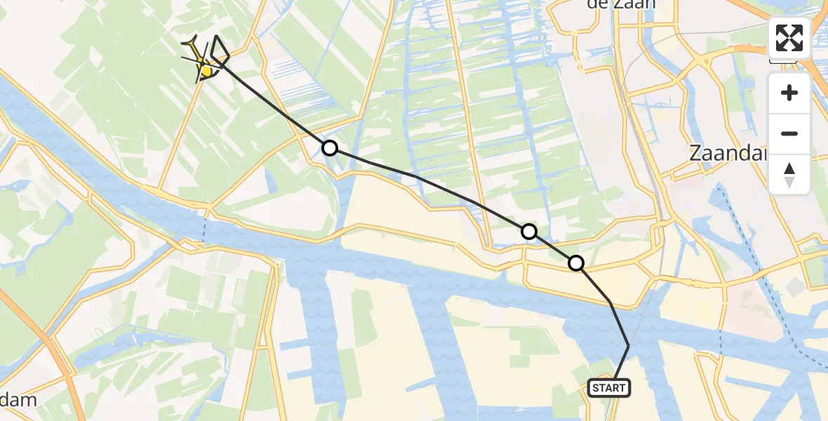 Routekaart van de vlucht: Lifeliner 1 naar Assendelft, Hoofdtocht