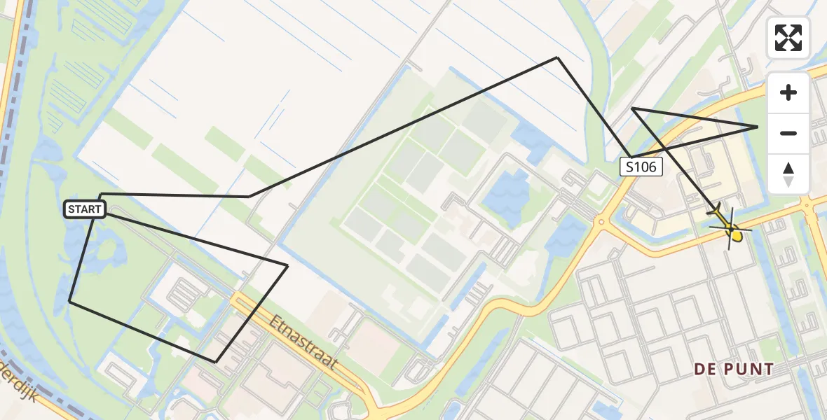 Routekaart van de vlucht: Politieheli naar Amsterdam, Lutkemeerpark