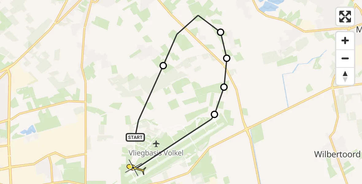 Routekaart van de vlucht: Lifeliner 3 naar Vliegbasis Volkel, Millsebaan