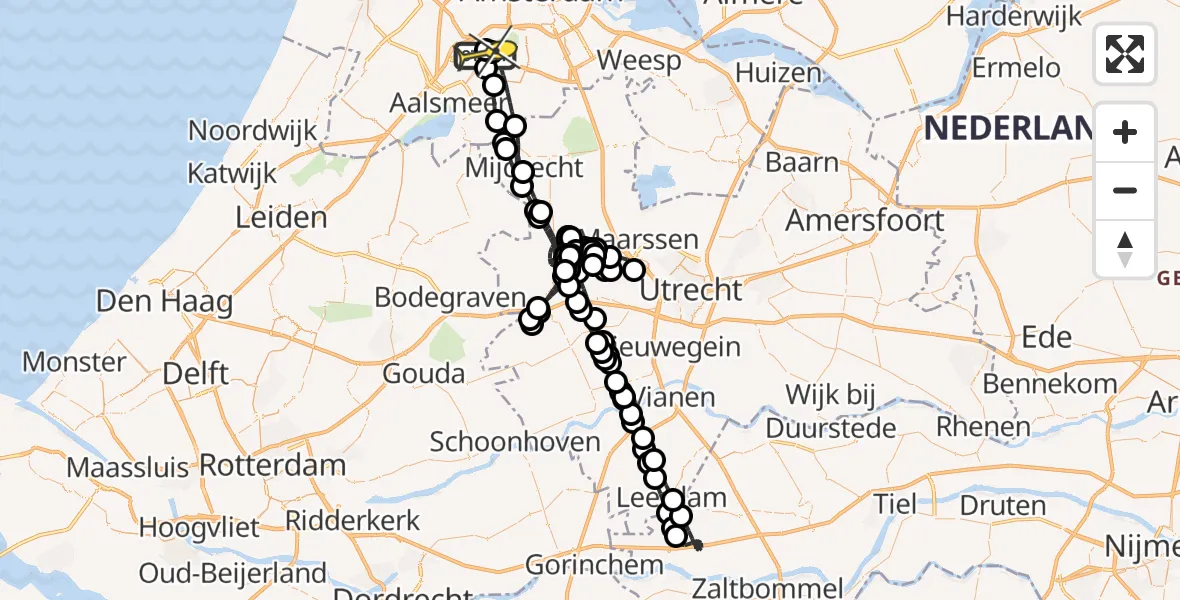 Routekaart van de vlucht: Politieheli naar Schiphol, Thermiekstraat