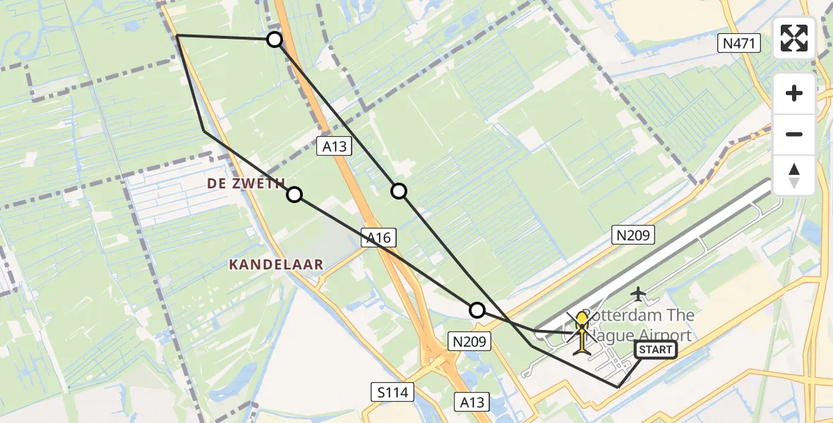 Routekaart van de vlucht: Lifeliner 2 naar Rotterdam The Hague Airport, Arlandabaan Platformzijde