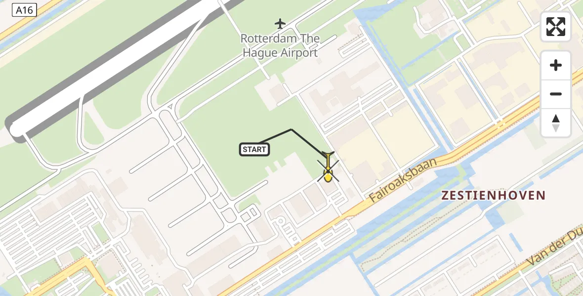 Routekaart van de vlucht: Lifeliner 2 naar Rotterdam The Hague Airport, Brandenburgbaan