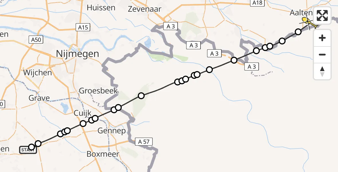 Routekaart van de vlucht: Lifeliner 3 naar Aalten, Zeelandsedijk