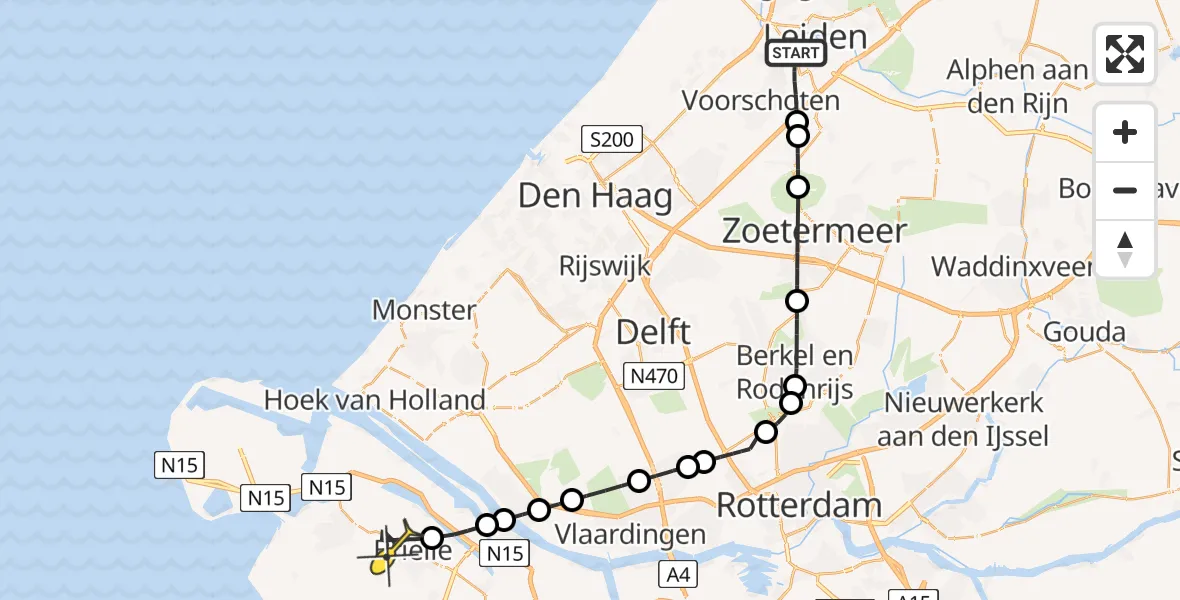 Routekaart van de vlucht: Lifeliner 2 naar Brielle, Kennedylaan