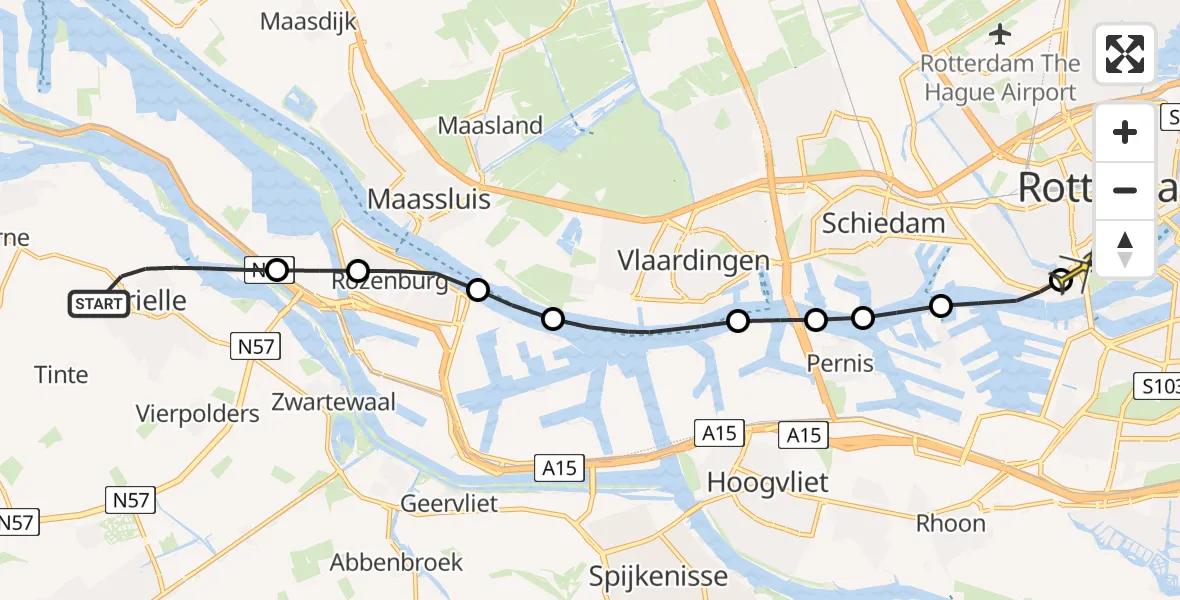 Routekaart van de vlucht: Lifeliner 2 naar Erasmus MC, Kruithuisstraat