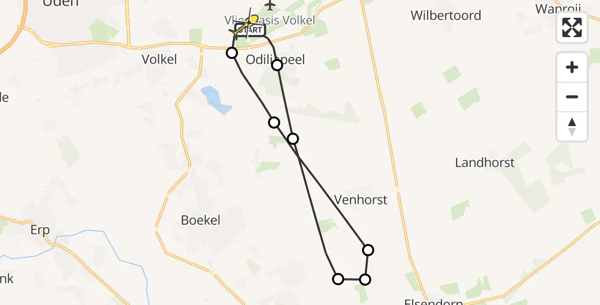 Routekaart van de vlucht: Lifeliner 3 naar Vliegbasis Volkel, Wikkestraat