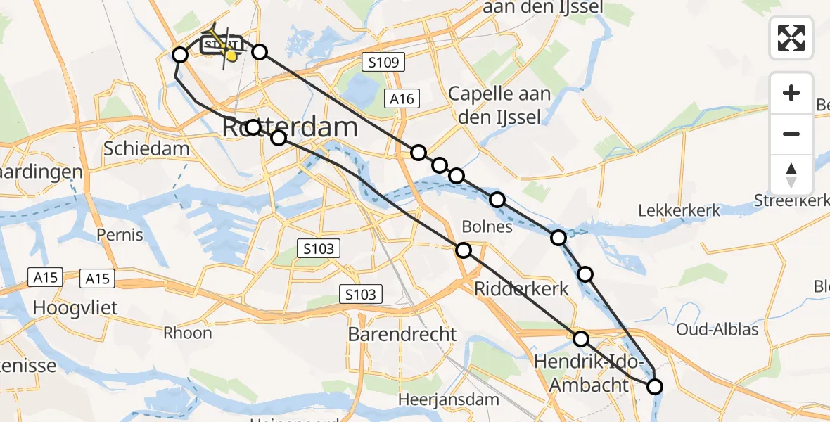 Routekaart van de vlucht: Lifeliner 2 naar Rotterdam The Hague Airport, Woensdrechtstraat