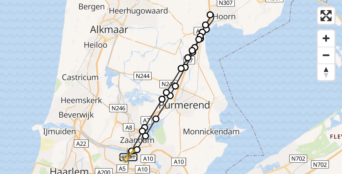 Vluchtroute Traumahelikopter Amsterdam Heliport - Amsterdam Heliport, 02 februari 2025, 02:13