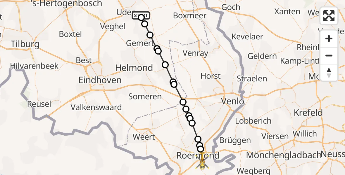 Routekaart van de vlucht: Lifeliner 3 naar Roermond, Jeanny van Kuppeveltpad