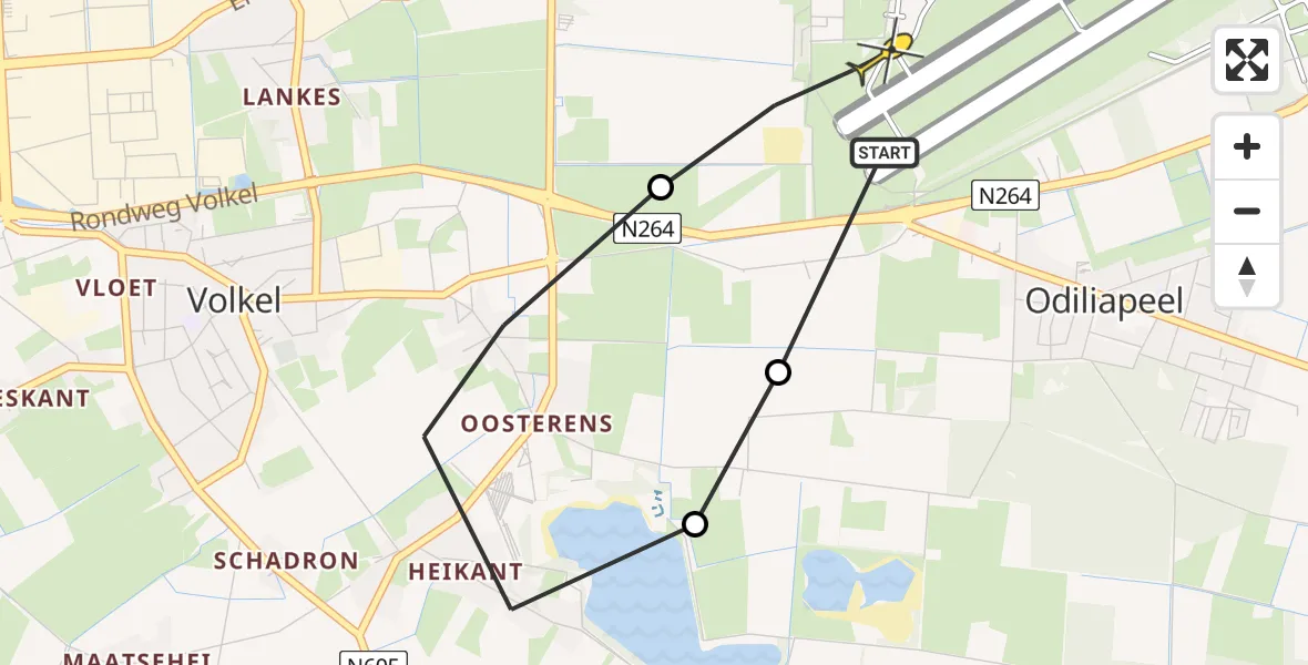 Routekaart van de vlucht: Lifeliner 3 naar Vliegbasis Volkel, Oosterheidestraat
