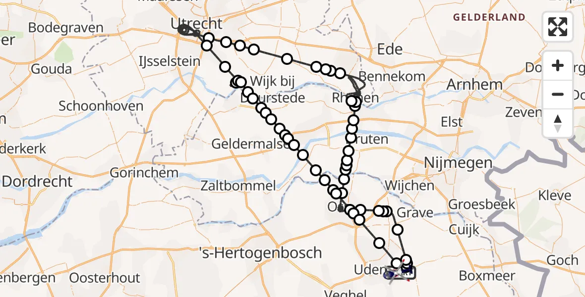 Vluchtroute Politiehelikopter Vliegbasis Volkel - Vliegbasis Volkel, 02 februari 2025, 07:55
