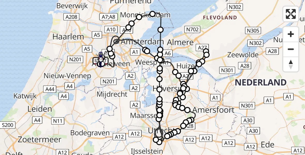 Vluchtroute Politiehelikopter Schiphol - Schiphol, 02 februari 2025, 08:37
