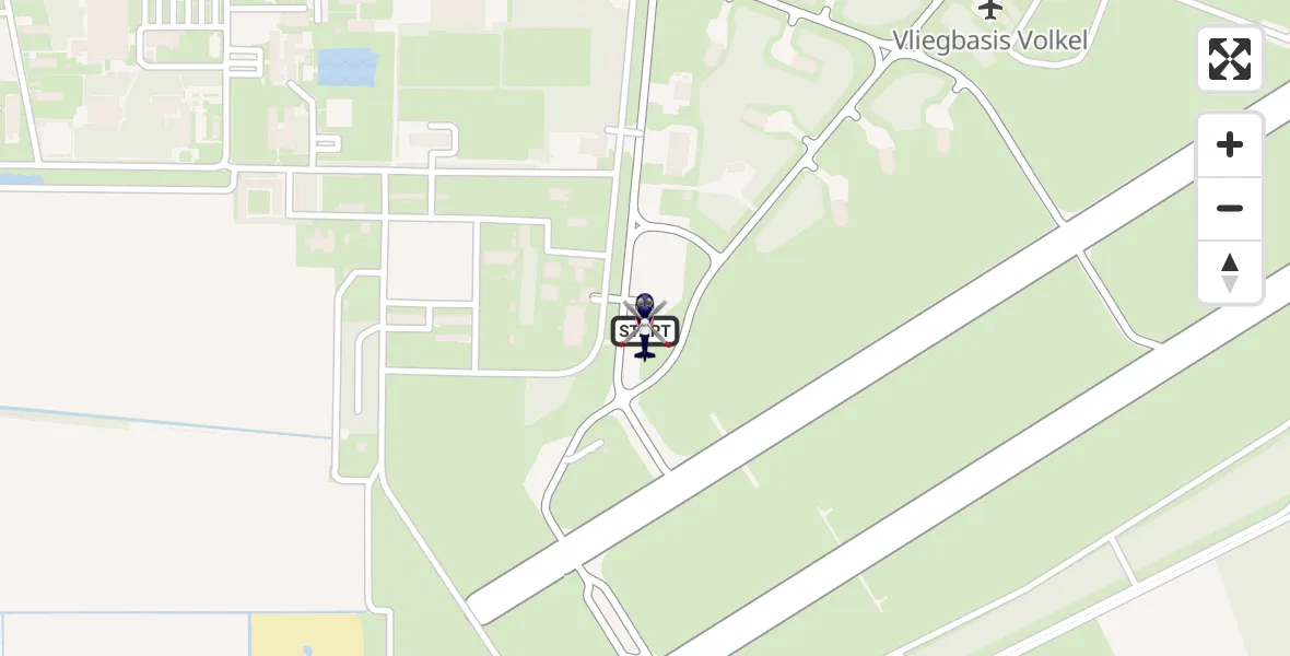 Vluchtroute Politiehelikopter van Vliegbasis Volkel naar Vliegbasis Volkel