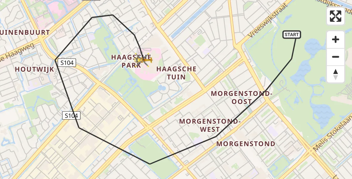 Vluchtroute Traumahelikopter Den Haag - Den Haag, 02 februari 2025, 09:53