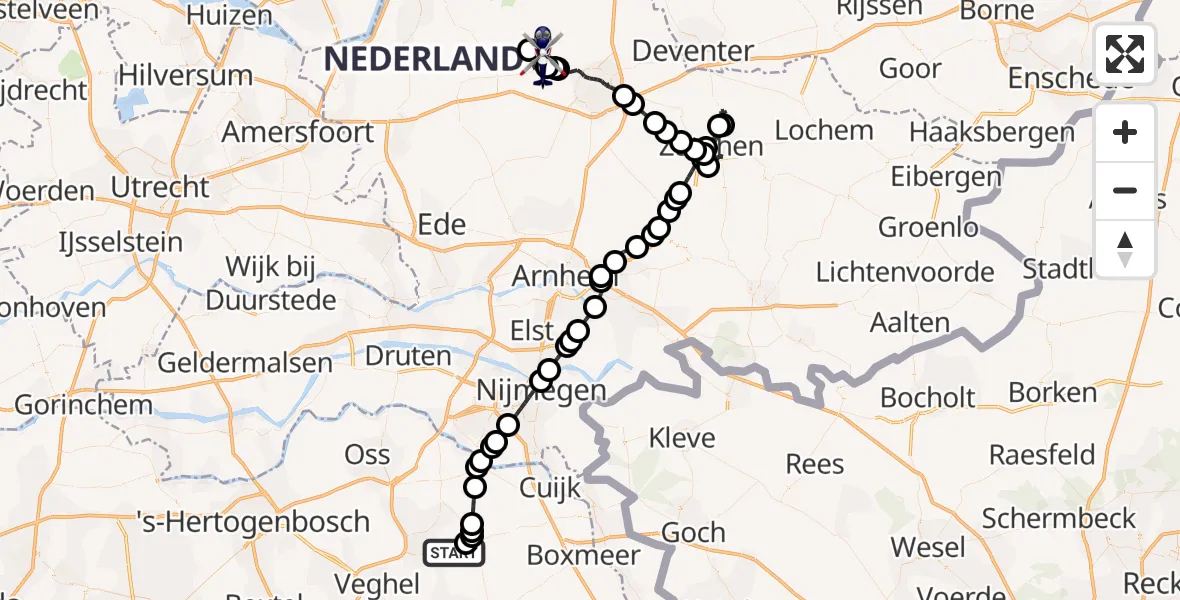 Vluchtroute Politiehelikopter Vliegbasis Volkel - Uddel, 02 februari 2025, 11:27