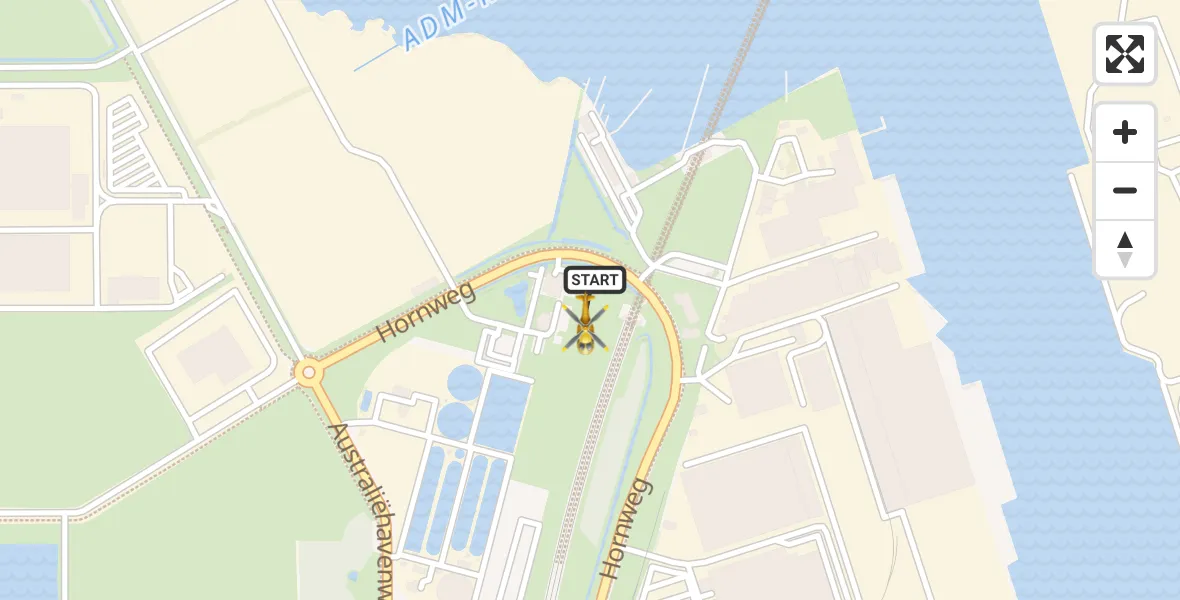 Routekaart van de vlucht: Lifeliner 1 naar Amsterdam Heliport, Hornweg