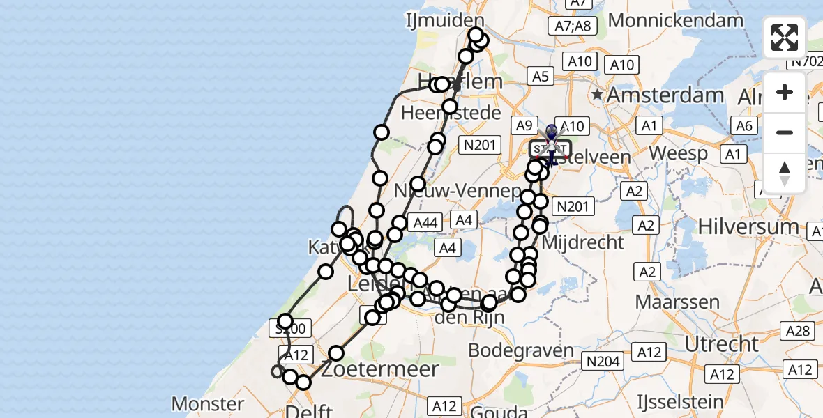 Vluchtroute Politiehelikopter Schiphol - Schiphol, 02 februari 2025, 11:42