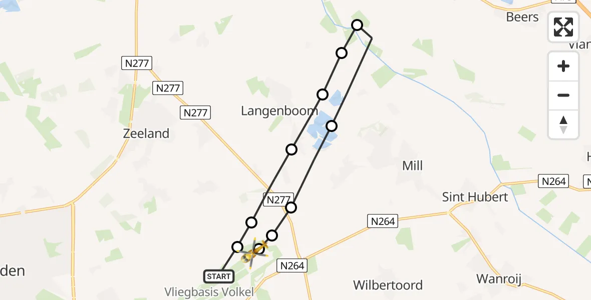 Vluchtroute Traumahelikopter Vliegbasis Volkel - Volkel, 02 februari 2025, 13:40