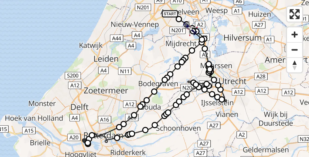 Vluchtroute Politiehelikopter Aalsmeer - Abcoude, 02 februari 2025, 14:48