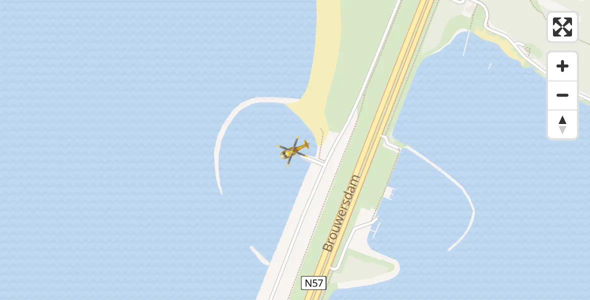 Vluchtroute Traumahelikopter Ouddorp - Ouddorp, 02 februari 2025, 14:48